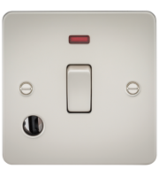Knightsbridge Flat Plate 20A 1G DP Switch with Neon & Flex Outlet (Pearl)